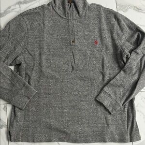 Ralph Lauren Heather Gray Zip Up Polo Sweater